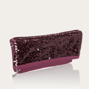 Thirty One Forever Fold-over Sequin Berry Clutch NWT